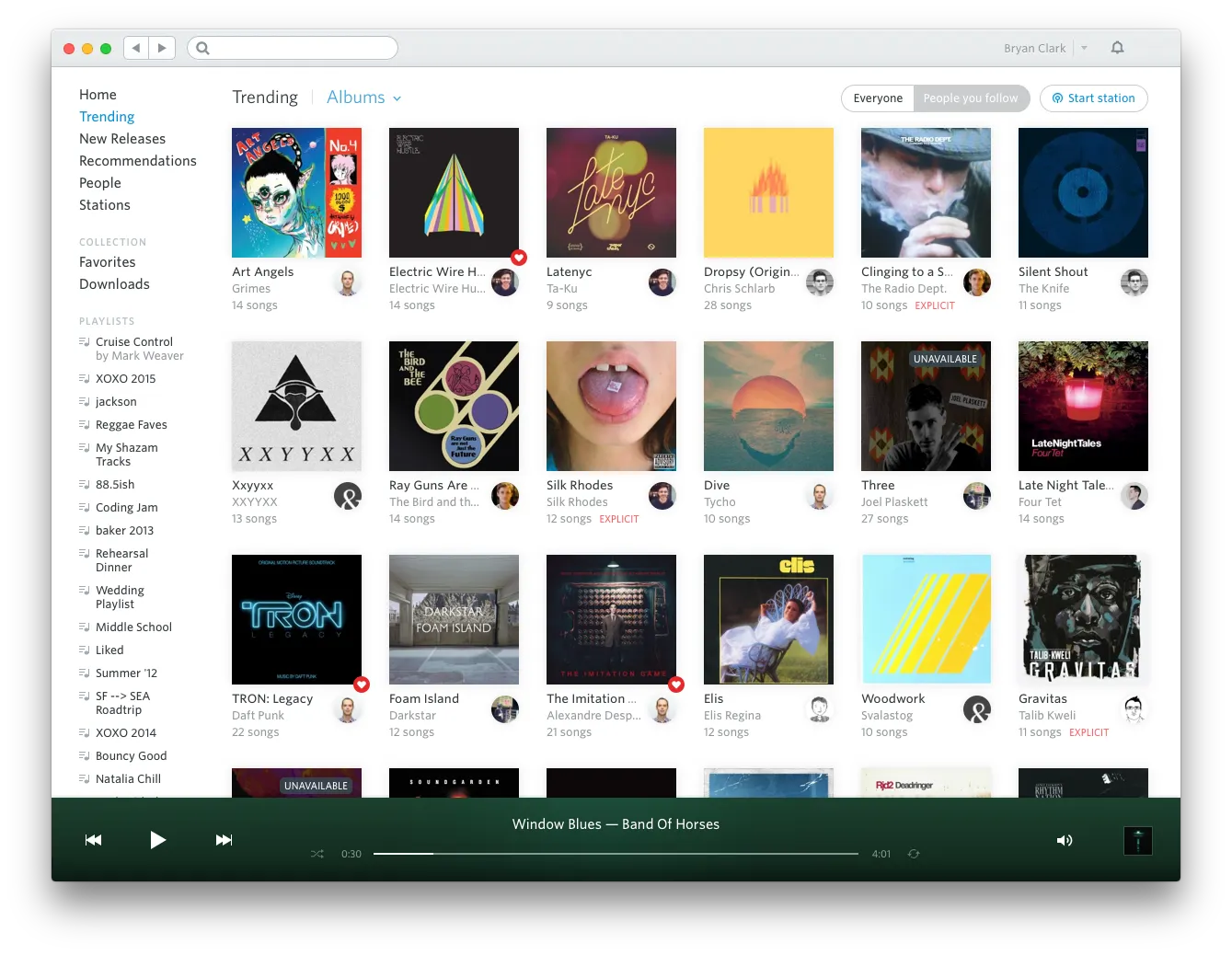 Rdio web interface showing music playback and discovery context
